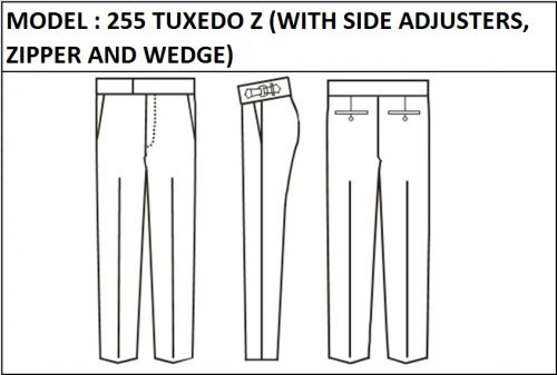 MODEL 255 TUXEDO Z -  WITH SIDE ADJUSTERS, ZIPPER AND WEDGE