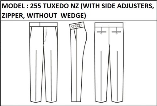 MODEL 255 TUXEDO NZ -  WITH SIDE ADJUSTERS, ZIPPER, WITHOUT WEDGE