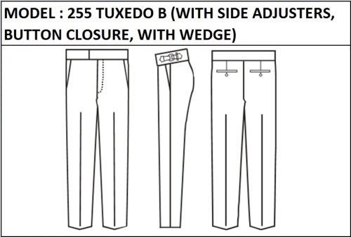 MODEL 255 TUXEDO B -  WITH SIDE ADJUSTERS, BUTTON CLOSURE  AND WEDGE