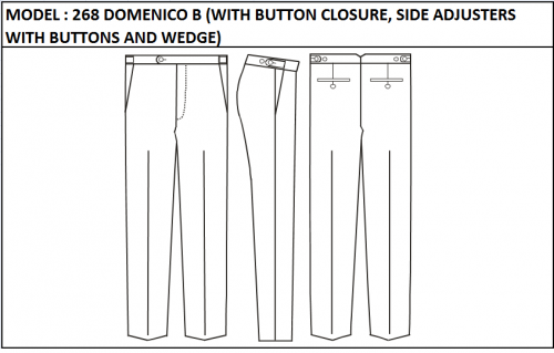 MODEL 268 DOMENICO B - BUTTON CLOSURE, SIDE ADJUSTERS WITH BUTTONS AND WEDGE