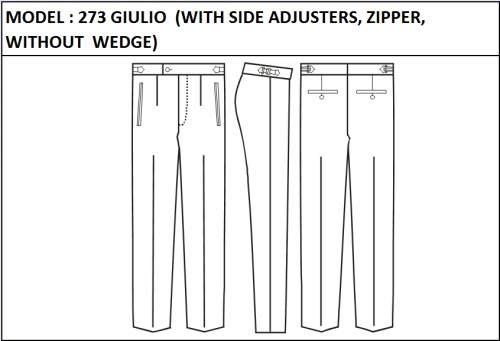 MODEL 273 GIULIO- BELT 4см,  WITH SIDE ADJUSTERS, ZIPPER, WITHOUT  WEDGE