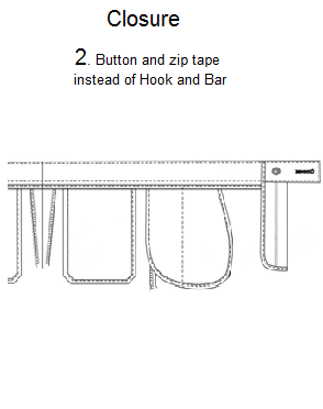 П12.2 BUTTON AND ZIP TAPE INSTEAD OF HOOK AND BAR