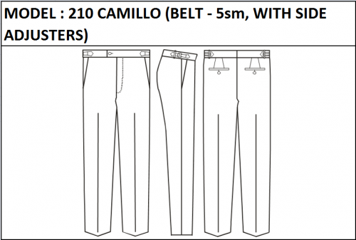 MODEL 210 CAMILLO /BELT 5sm, WITH SIDE ADJUSTERS /