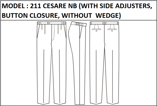 MODEL 211  CESARE  NB -  WITH SIDE ADJUSTERS, BUTTON CLOSURE , WITHOUT WEDGE