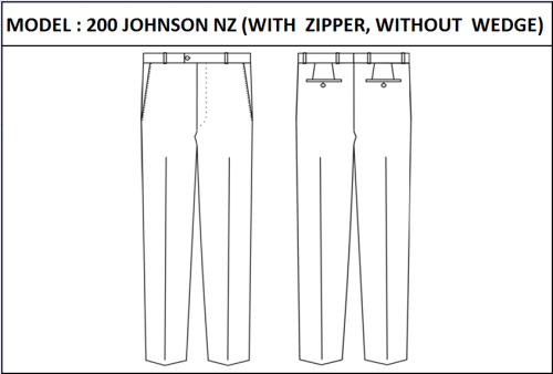 MODEL 200 JOHNSON NZ - WITH ZIPPER,  WITHOUT  WEDGE