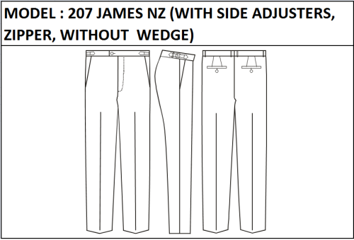 MODEL 207 JAMES NZ -  WITH SIDE ADJUSTERS, ZIPPER, WITHOUT WEDGE (WITHOUT BELTLOOPS)