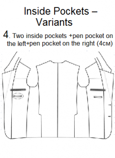 TWO INSIDE POCKETS + ONE PEN POCKET + TICKET POCKET ON THE RIGHT /10 CM/