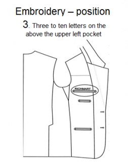 TWO LETTERS ON THE UPPER LEFT POCKET