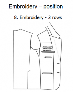 С37.8 EMBROIDERY - 3 ROWS, INSIDE POCKET