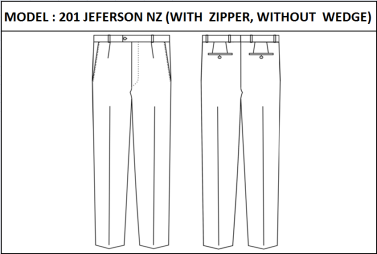 MODEL 201 JEFERSON NZ - WITH ZIPPER,  WITHOUT  WEDGE
